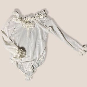 Frilly neck/sleeve bodysuit